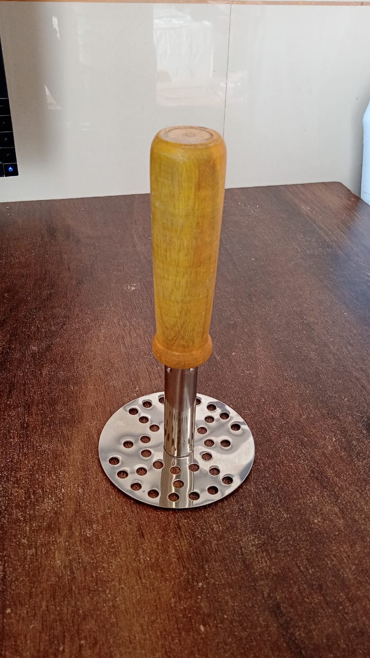 High Grade Stainless Steel Potato Masher Paubhaji / Pav Bhaji Masher with Wooden handle (1 Pc) High Grade Stainless Steel Potato Masher Paubhaji / Pav Bhaji Masher with Wooden handle (1 Pc)